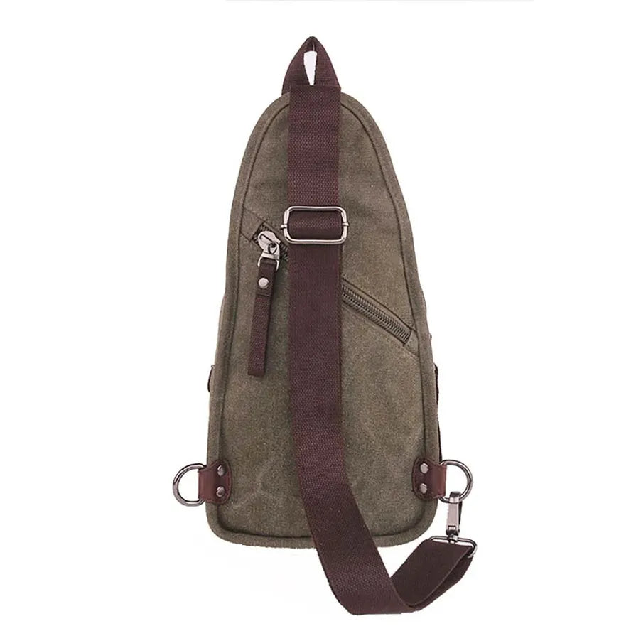 HKM-877651 Casual Canvas Men's Crossbody Chest Bag - Portable and Versatile