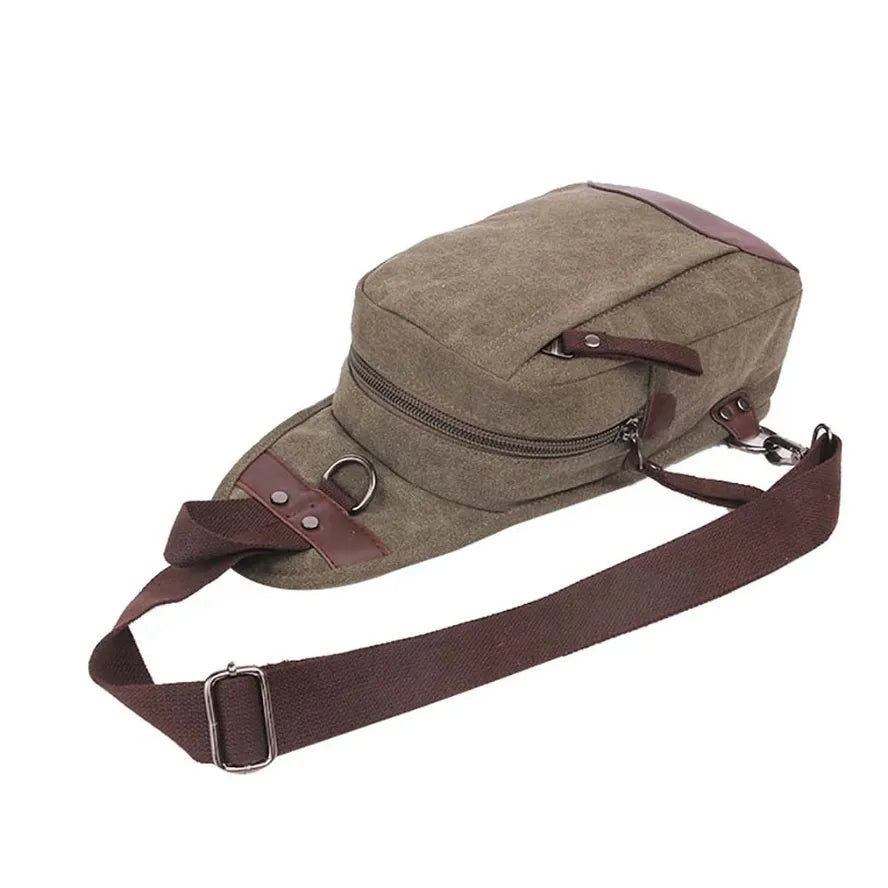 HKM-877651 Casual Canvas Men's Crossbody Chest Bag - Portable and Versatile