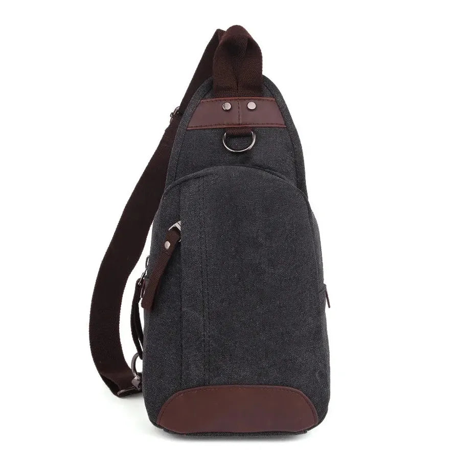 HKM-877651 Casual Canvas Men's Crossbody Chest Bag - Portable and Versatile