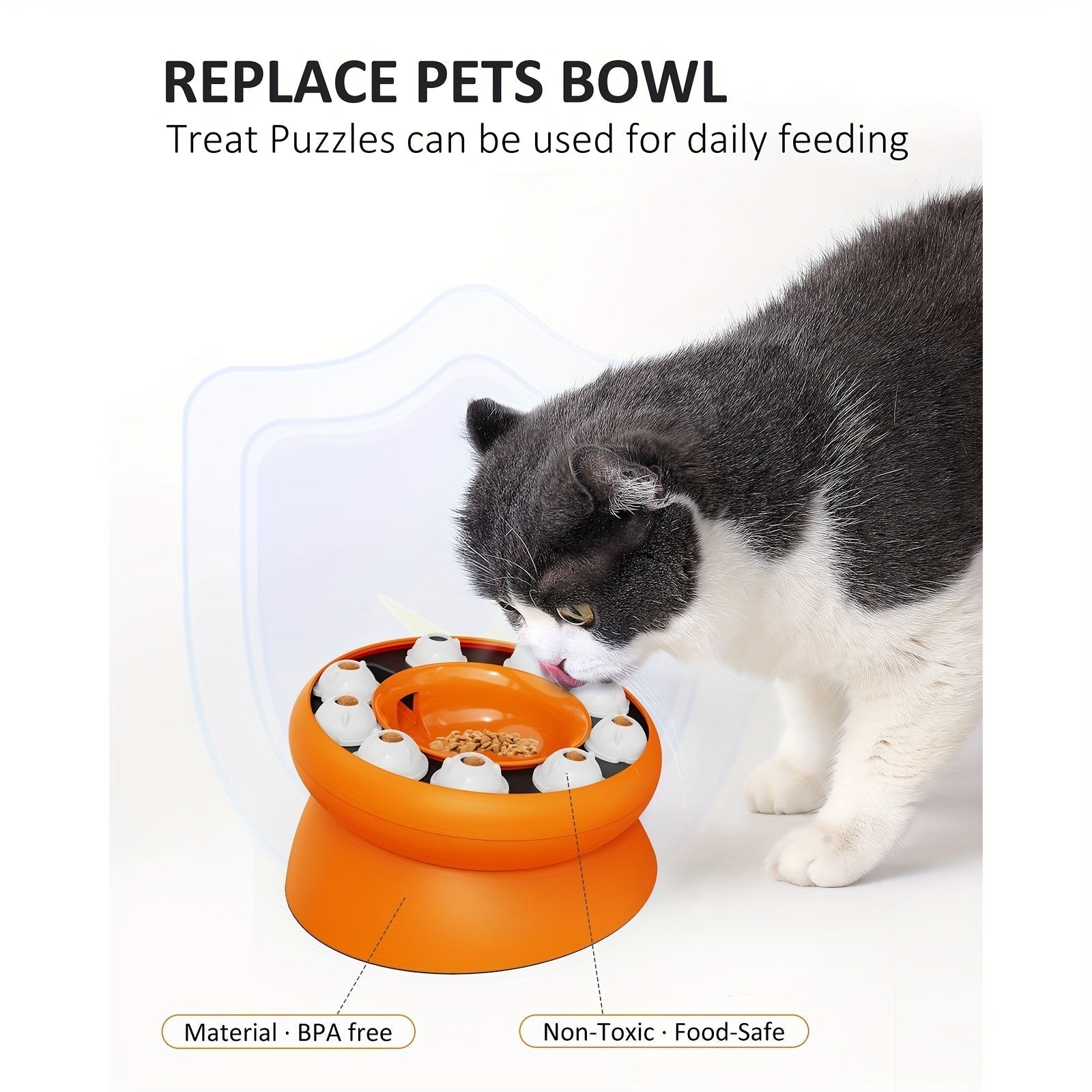 HKM-317779 Interactive Cat Puzzle Toy - Educational Slow Feeder and Dry Food Dispenser for Enrichment and Fun