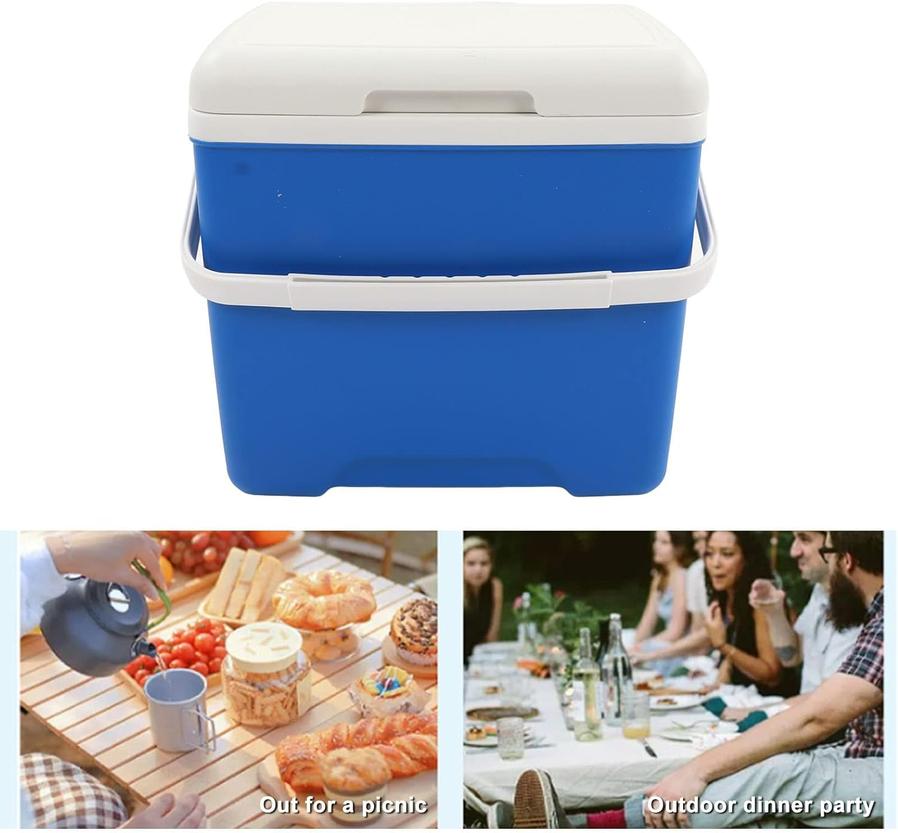 HKM-566099 Insulated Portable Cooler - 13.8L Ice Chest with Heavy Duty Handle for Camping, Fishing, and Picnic - Keeps Ice Up to 76 Hours