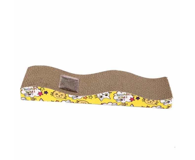 HKM-379667 Wave Corrugated Paper Cat Scratcher - Earthy Brown Cat Toy, 45*12.5*5cm