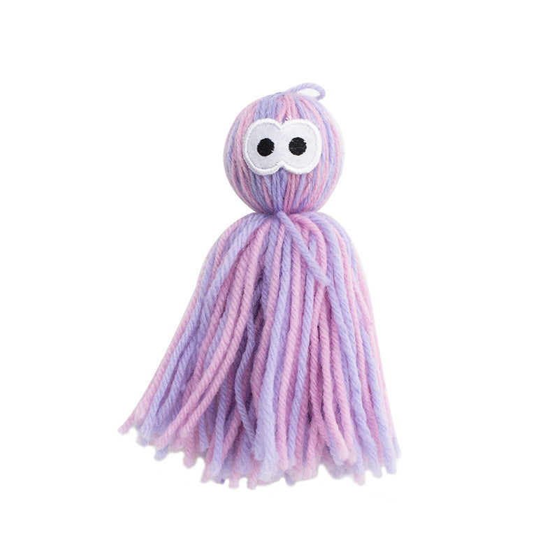 HKM-120851 Bite-Resistant Wool Ball Cat Toy for Kittens and Cats – Teaser Stick with Hanging Feature