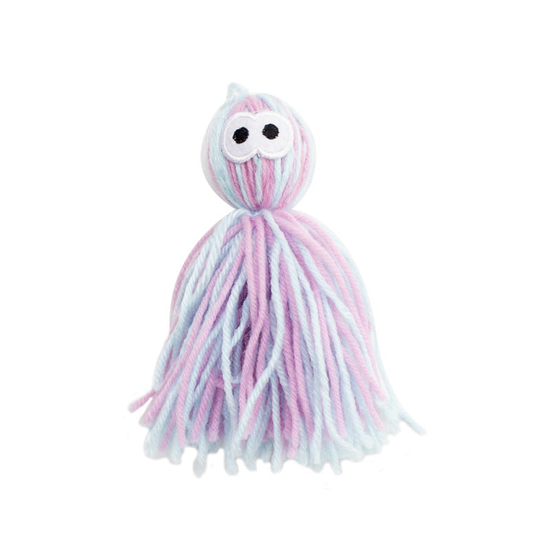 HKM-120851 Bite-Resistant Wool Ball Cat Toy for Kittens and Cats – Teaser Stick with Hanging Feature