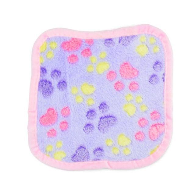 HKM-139603 Cozy Coral Velvet Pet Blanket – Pink, Light Yellow, Brown, and Purple – 20cm x 20cm