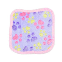 HKM-139603 Cozy Coral Velvet Pet Blanket – Pink, Light Yellow, Brown, and Purple – 20cm x 20cm