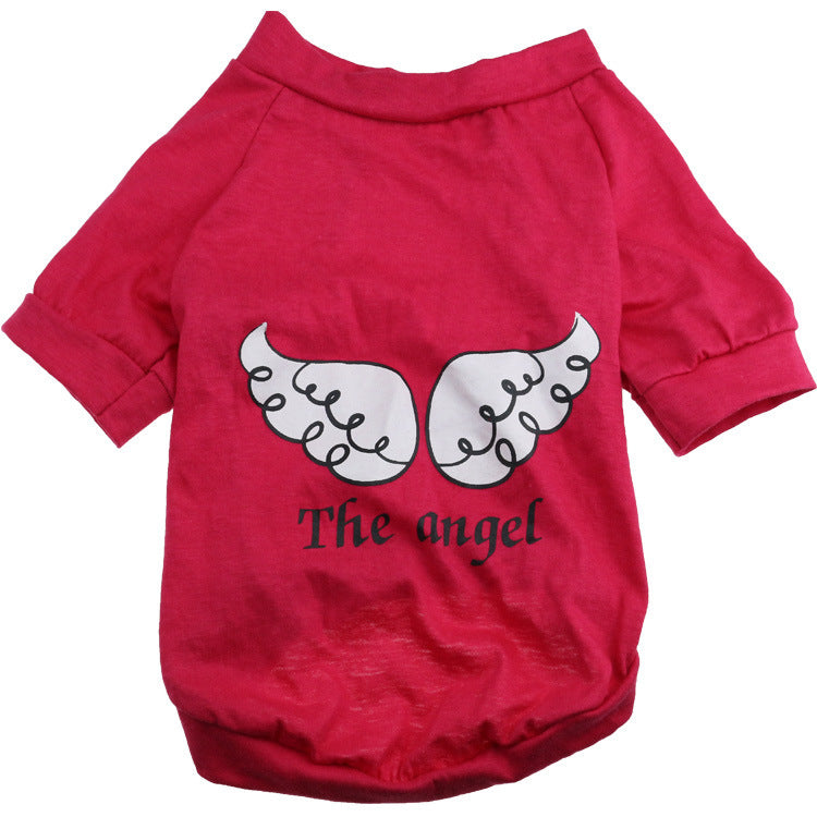 HKM-082515 Light Green Cotton Jersey T-shirt for Small Dogs - Casual Style with Wing Print
