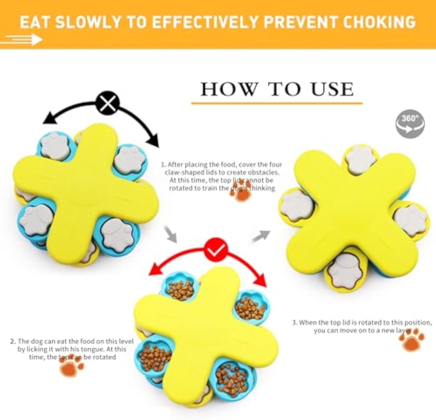 HKM-479315 Interactive Dog Food Puzzle Feeder with Adjustable Slow Feeders and Anti-Slip Design for Mental Stimulation and Enrichment