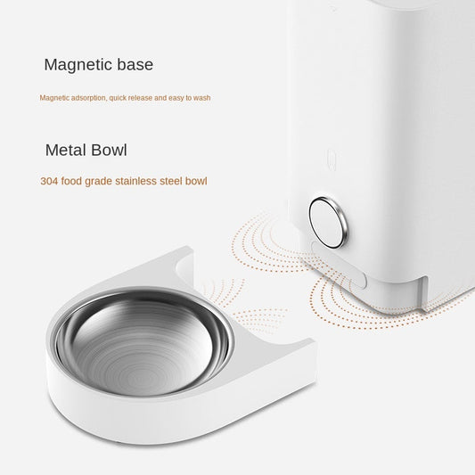 HKM-737811 Automatic Stainless Steel Cat Feeder with Timed Dispensing in White