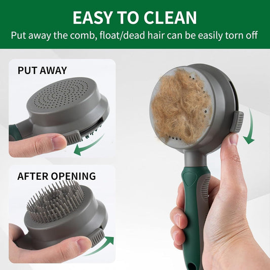 HKM-199763 Dual-Sided Silicone Cat and Dog Brush with Soft Rubber Pins for Grooming, Shedding, and Massaging Long-Haired Pets