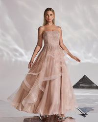 HKM-319123 Elegant Golden Evening Dress for Women - EZ25152 Design