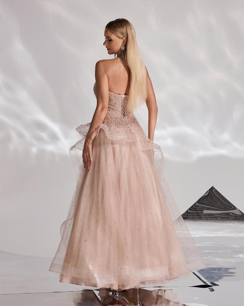 HKM-319123 Elegant Golden Evening Dress for Women - EZ25152 Design