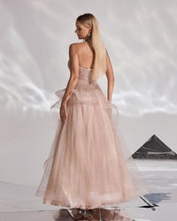 HKM-319123 Elegant Golden Evening Dress for Women - EZ25152 Design