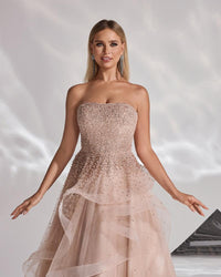 HKM-319123 Elegant Golden Evening Dress for Women - EZ25152 Design