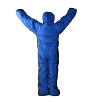HKM-317459 Humanoid Blue Gray Color Patchwork Sleeping Bag for Walking and Camping