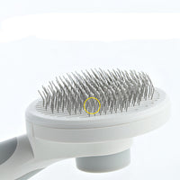 HKM-133075 Self-Cleaning Round Handle Pet Comb with Sticky Bead Steel Teeth for Easy Hair Removal