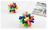 HKM-265427 Colorful Bell Woven Ball Dog Toy - Soft Rubber Chew Ball for Pets, 7CM Diameter