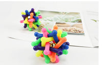 HKM-265427 Colorful Bell Woven Ball Dog Toy - Soft Rubber Chew Ball for Pets, 7CM Diameter