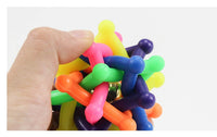 HKM-265427 Colorful Bell Woven Ball Dog Toy - Soft Rubber Chew Ball for Pets, 7CM Diameter