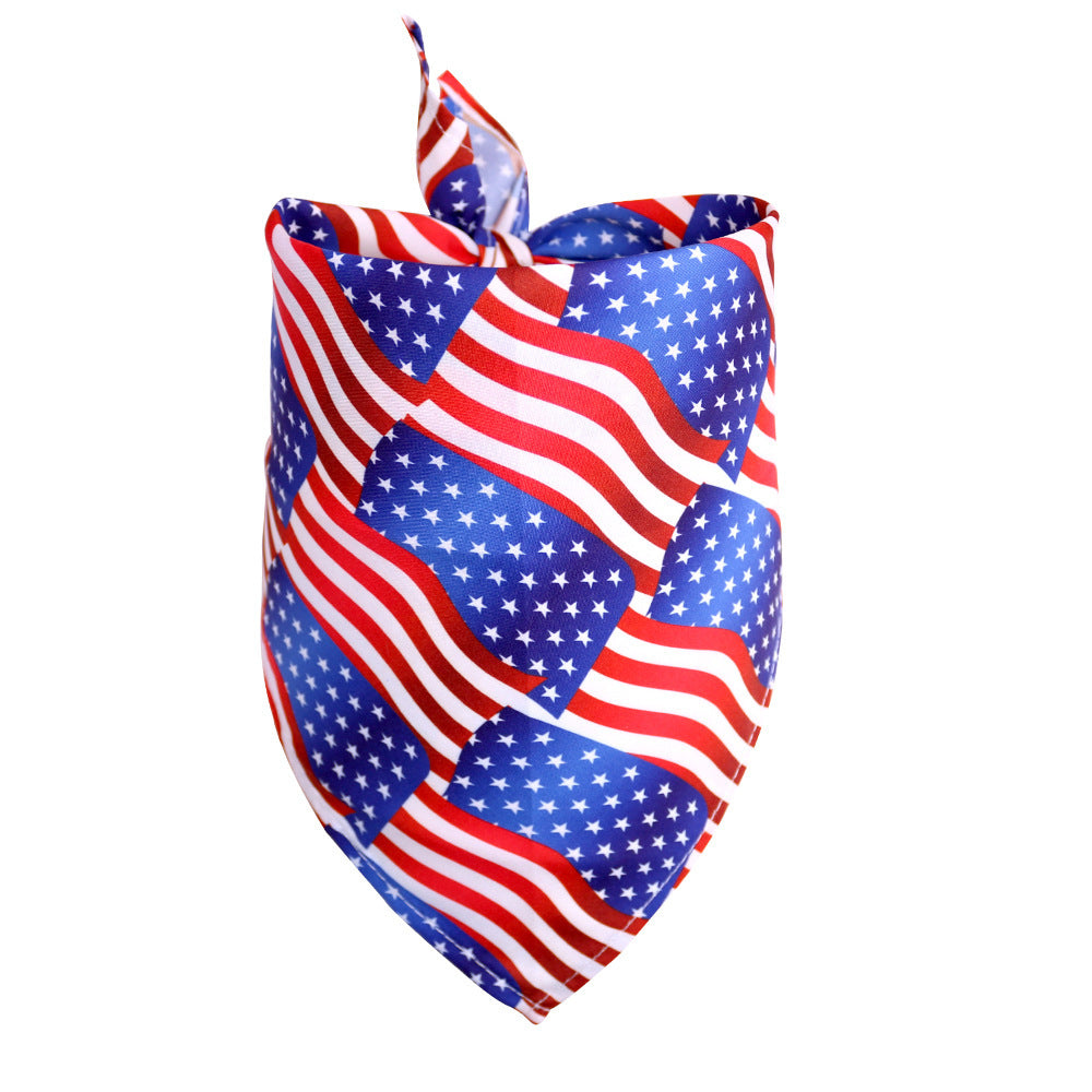 HKM-815443 Independence Day Dog and Cat Bib Towel with Flag Design in Small and Medium Sizes