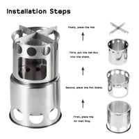 HKM-447379 Stainless Steel Portable Camping Stove Set with Cooking Pot for Outdoor Adventures
