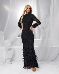 HKM-957523 Elegant Black Evening Dress for Women - Sophisticated and Timeless Style