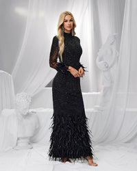 HKM-957523 Elegant Black Evening Dress for Women - Sophisticated and Timeless Style