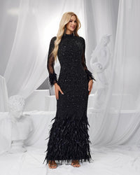 HKM-957523 Elegant Black Evening Dress for Women - Sophisticated and Timeless Style