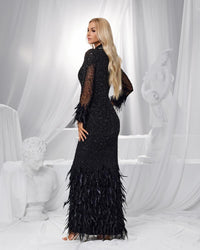 HKM-957523 Elegant Black Evening Dress for Women - Sophisticated and Timeless Style
