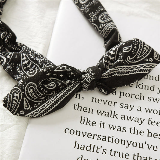 HKM-030995 Geometric Knotted Fabric Headband with Bunny Ears for Women