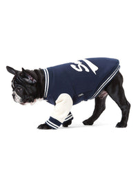 HKM-997715 Printed Baseball Uniform Pet Sweater for Dogs and Cats - Dark Blue, Multiple Sizes Available