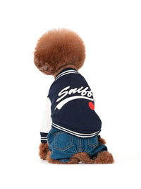 HKM-997715 Printed Baseball Uniform Pet Sweater for Dogs and Cats - Dark Blue, Multiple Sizes Available