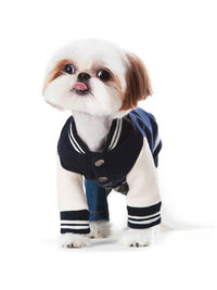 HKM-997715 Printed Baseball Uniform Pet Sweater for Dogs and Cats - Dark Blue, Multiple Sizes Available