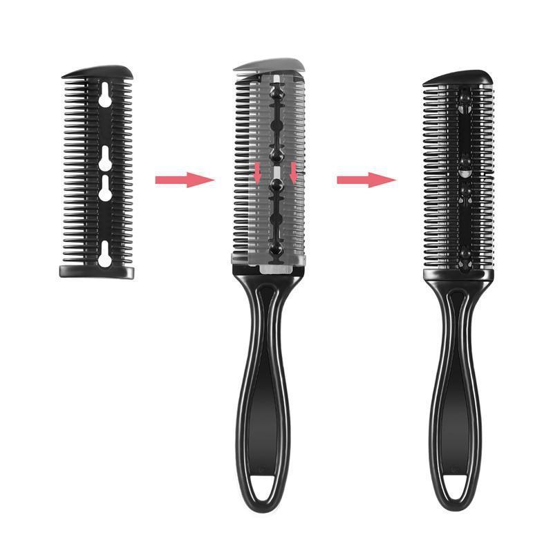 HKM-058003 Double-Sided Hair Cutting Comb with Blade for Bangs and Hair Repair, 60g