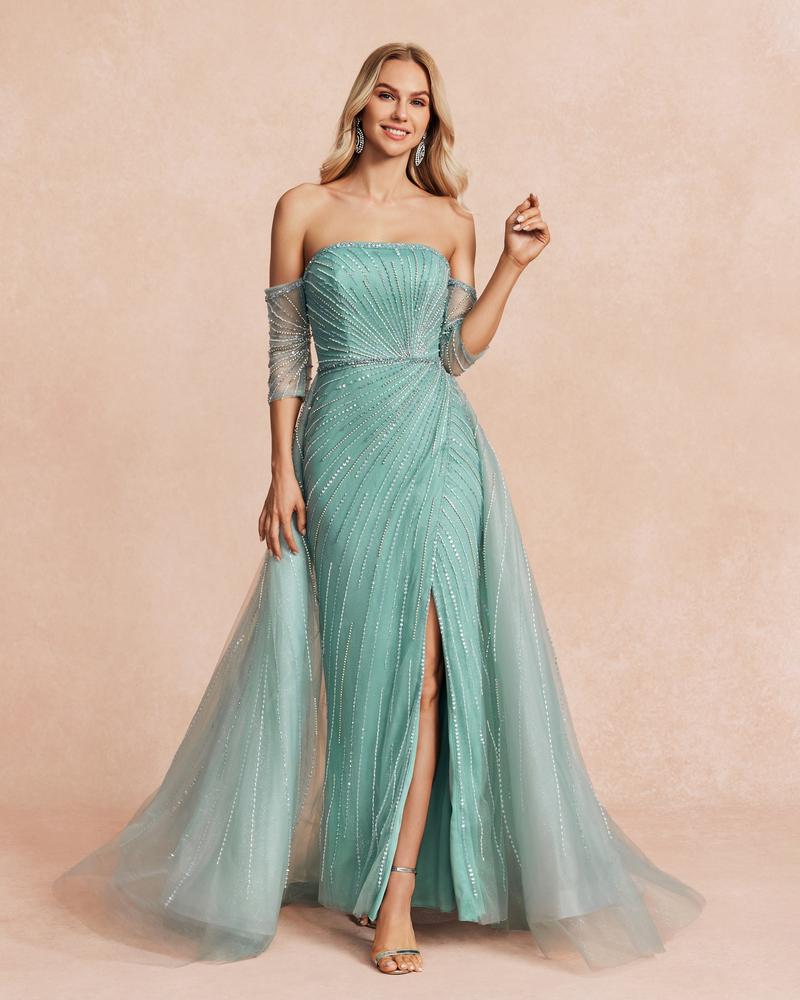 HKM-547347 Elegant Green Evening Gown for Women - Model EZ25111