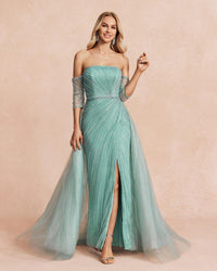 HKM-547347 Elegant Green Evening Gown for Women - Model EZ25111