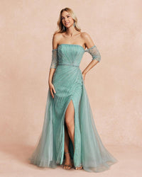 HKM-547347 Elegant Green Evening Gown for Women - Model EZ25111