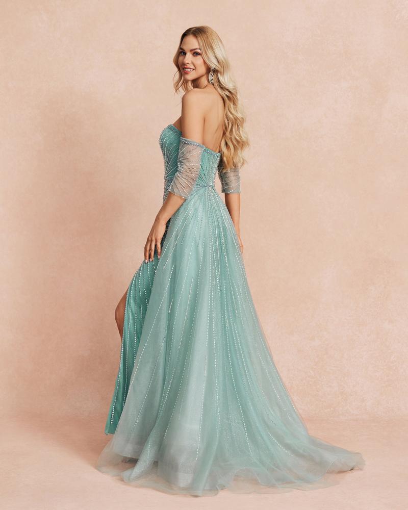 HKM-547347 Elegant Green Evening Gown for Women - Model EZ25111