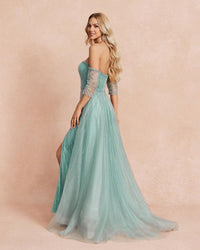 HKM-547347 Elegant Green Evening Gown for Women - Model EZ25111
