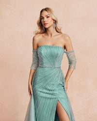 HKM-547347 Elegant Green Evening Gown for Women - Model EZ25111