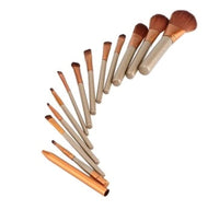 HKM-277971 12-Piece Makeup Brush Set with Iron Box – Wooden Handle, Rayon Bristles for Beginners