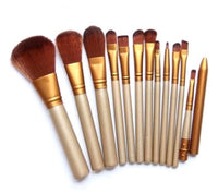 HKM-277971 12-Piece Makeup Brush Set with Iron Box – Wooden Handle, Rayon Bristles for Beginners