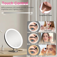 HKM-220691 30X Magnifying Makeup Mirror with Adjustable Light, Rechargeable Battery, and Compact Design for Travel