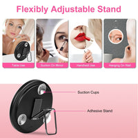 HKM-220691 30X Magnifying Makeup Mirror with Adjustable Light, Rechargeable Battery, and Compact Design for Travel
