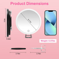 HKM-220691 30X Magnifying Makeup Mirror with Adjustable Light, Rechargeable Battery, and Compact Design for Travel