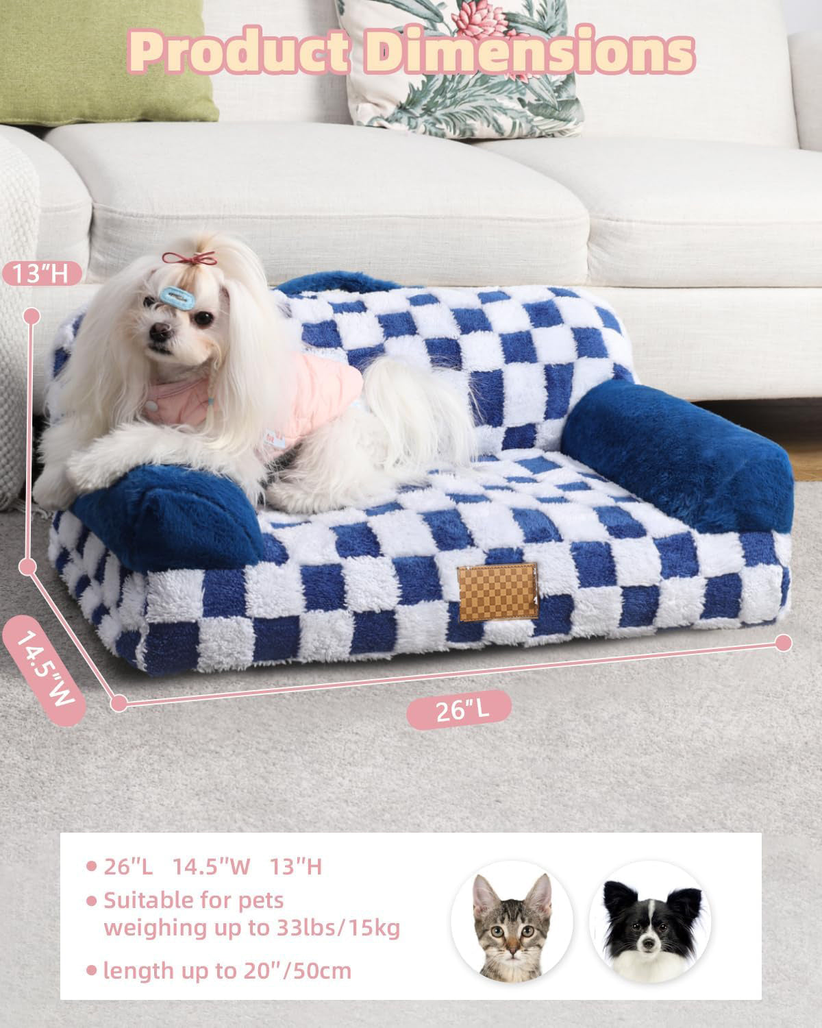 HKM-269843 Luxury Solid Color Jacquard Pattern Removable Fur Cover Machine Washable Pet Bed