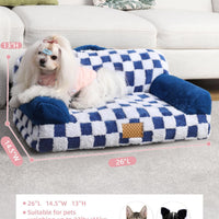HKM-269843 Luxury Solid Color Jacquard Pattern Removable Fur Cover Machine Washable Pet Bed