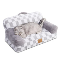 HKM-269843 Luxury Solid Color Jacquard Pattern Removable Fur Cover Machine Washable Pet Bed