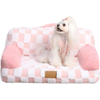 HKM-269843 Luxury Solid Color Jacquard Pattern Removable Fur Cover Machine Washable Pet Bed