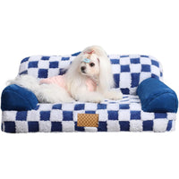HKM-269843 Luxury Solid Color Jacquard Pattern Removable Fur Cover Machine Washable Pet Bed
